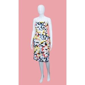 1980s GUY LAROCHE ENSEMBLE. Abstract Floral Print Two Piece Set. Extra Small